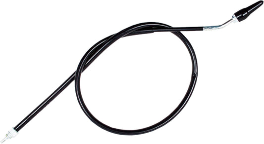 Motion Pro 03-0104 black vinyl motorcycle speedo cable with precise OEM fit, shown coiled with connectors on ends.
