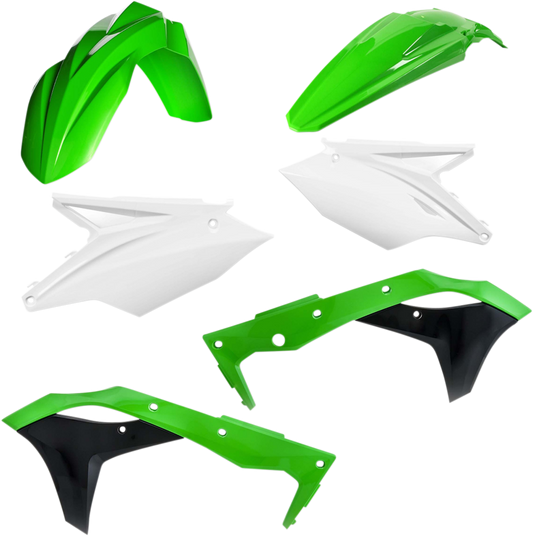 Acerbis OEM 2018 standard replacement body kit for motorcycles, shown in a natural view with various body panels and components.
