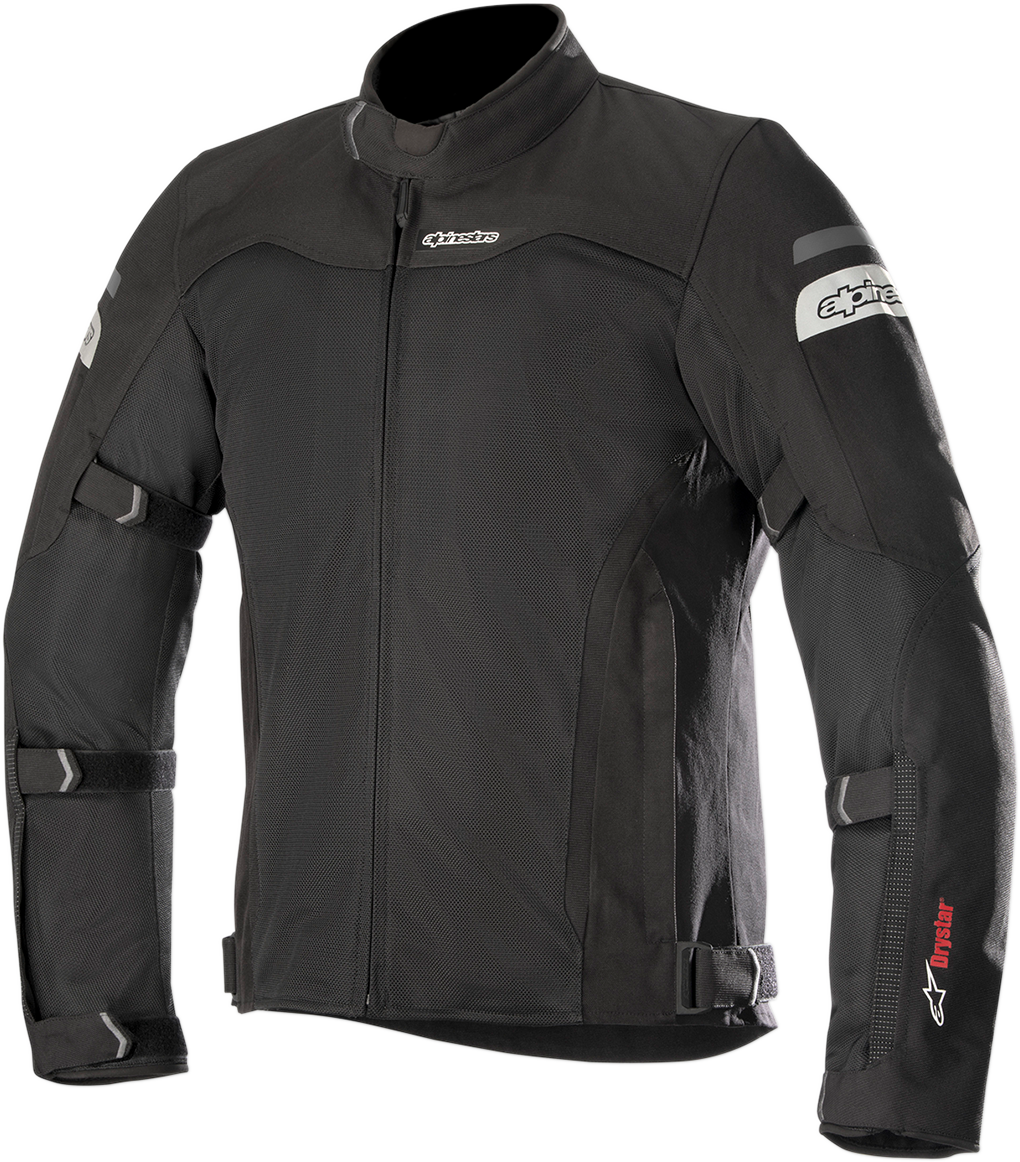Black Alpinestars Leonis Jacket in small size, featuring sleek design and durable fabric, ideal for motorcycle riding.