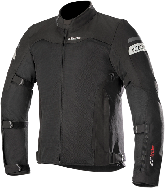 Black Alpinestars Leonis Jacket in small size, featuring sleek design and durable fabric, ideal for motorcycle riding.