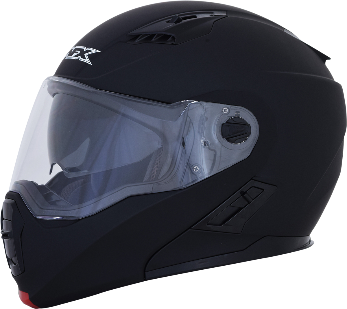 Matte black AFX FX-111 motorcycle helmet in 2XL size, featuring a sleek, full-face design with aerodynamic shape.