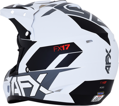 Bill's Exhausts AFX FX-17 Helmet in matte white with aced design, small size, side view showing helmet's sleek shape and matte finish.