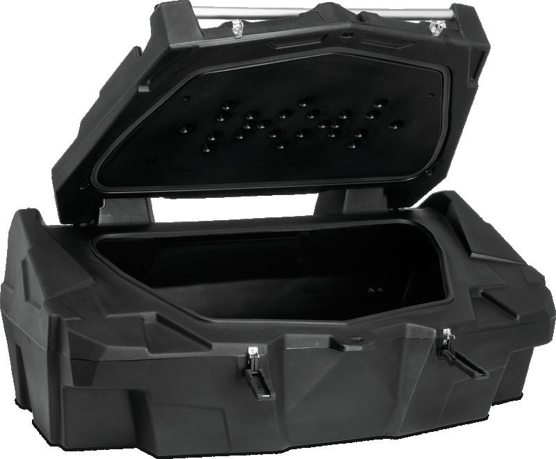 QuadBoss Expedition Series cargo box mounted on Can-Am Commander 1000 ATV, durable storage solution for outdoor adventures.