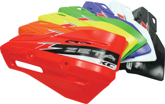ZETA ZETA XC blue handguard shields with protective shields and mounting hardware for motorcycle handlebars.