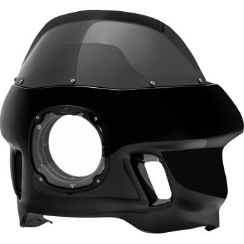 SADDLEMEN Mini Fairing seat for Softail motorcycles, featuring sleek design and soft leather upholstery, by Bill's Exhausts.