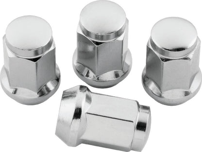 Set of four QuadBoss lug nuts with 12x1.50 thread size and 17mm outer diameter for vehicle wheel compatibility.