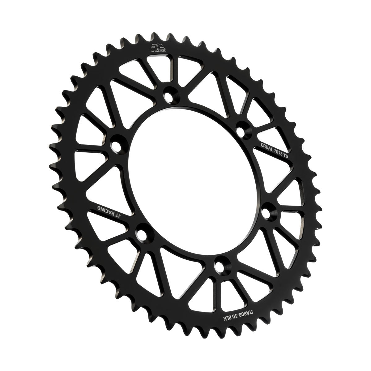 JT RaceLite aluminum rear sprocket with 50 teeth for Suzuki 520 chain, black finish, lightweight performance motorcycle part
