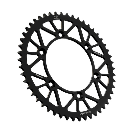 JT RaceLite aluminum rear sprocket with 50 teeth for Suzuki 520 chain, black finish, lightweight performance motorcycle part