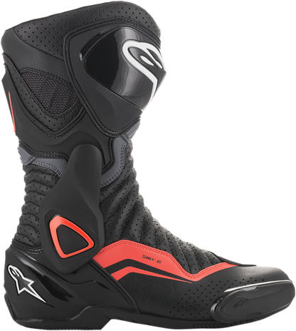 Alpinestars SMX-6 v2 vented motorcycle riding boots in black, gray, and red, size US 7.5 / EU 41, shown from the side.