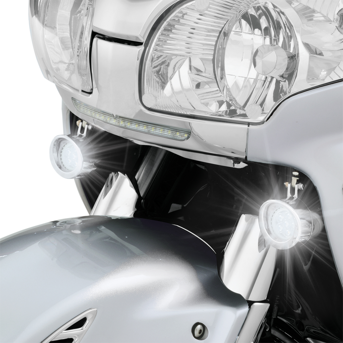 Chrome LED Mini Driving Light for engine by Bill's Exhausts, featuring a compact design with multiple LED bulbs.
