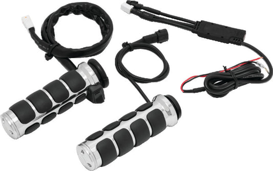 Kuryakyn, Kuryakyn Heated ISO Grips Throttle-By-Wire Chrome Part 6470 for Harley-Davidson