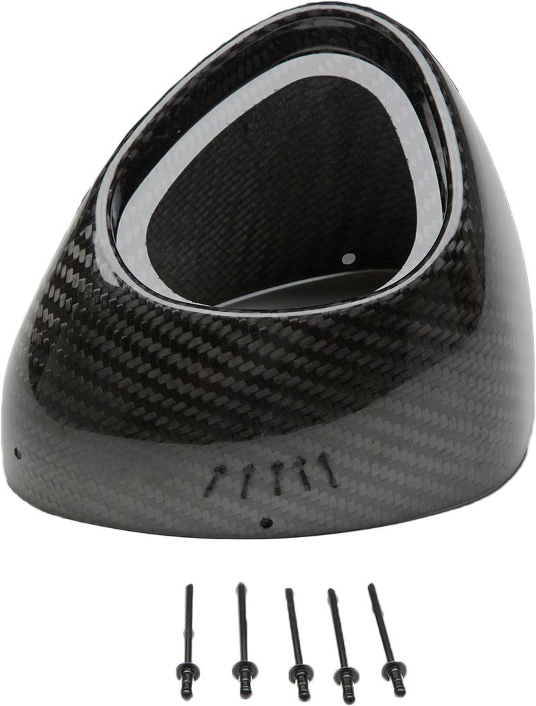 YOSHIMURA Alpha/T 2.5-inch flared end cap kit for performance exhaust systems, shown on a motorcycle exhaust pipe.