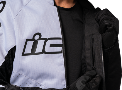 Bill's Exhausts ICON Hooligan™ CE Jacket in white, 2XL, featuring durable fabric and stylish design for motorcycle riding.