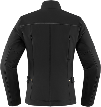 Black ICON Women's Hella2™ Jacket, size large, stylish and durable motorcycle jacket with protective features.
