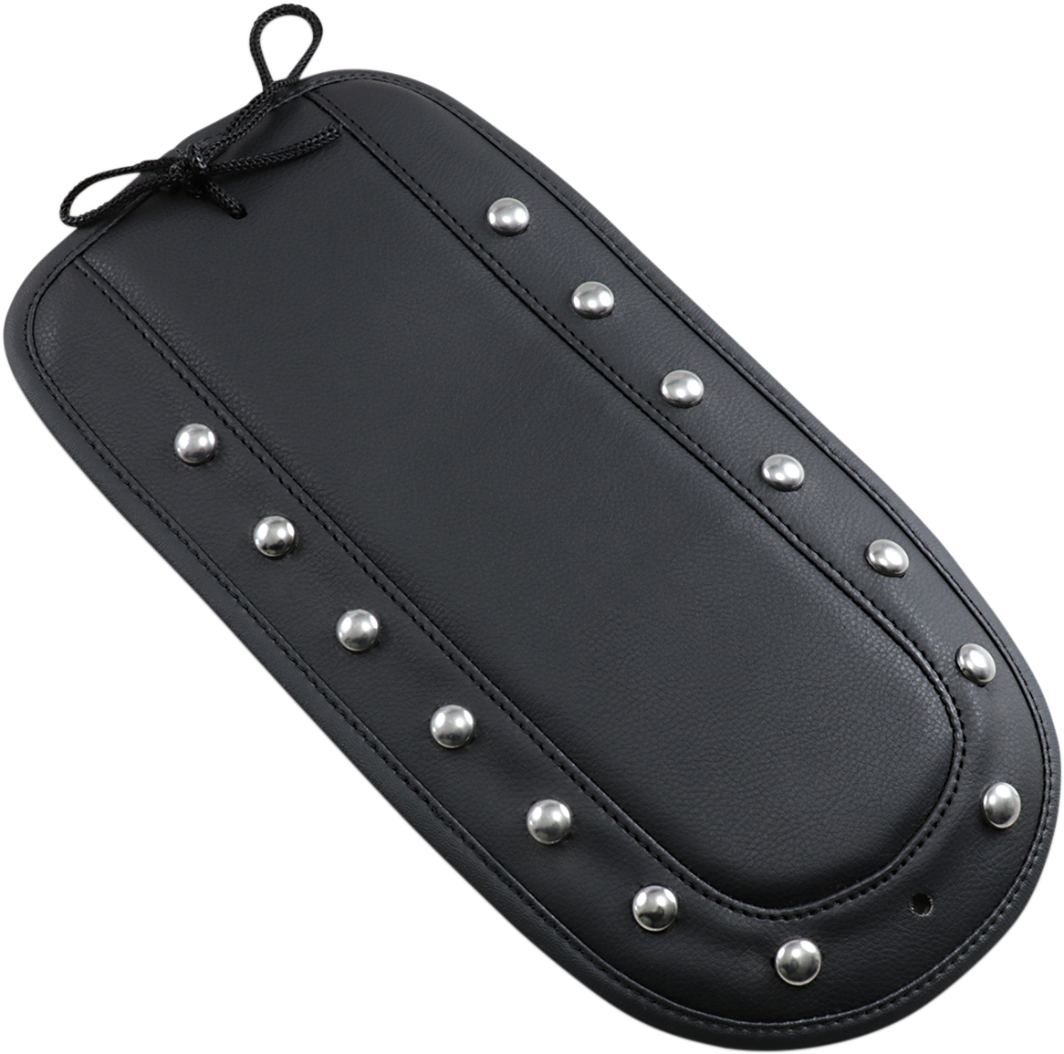 SADDLEMEN Fender Chap with studs matching Solo Seat, designed for motorcycle seats, featuring a durable black leather finish.