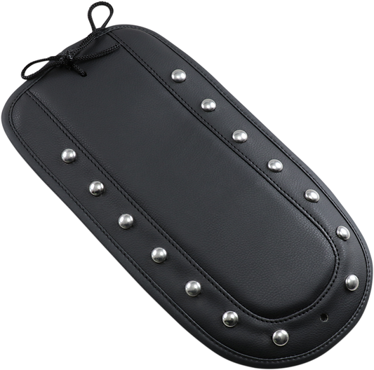 SADDLEMEN Fender Chap with studs matching Solo Seat, designed for motorcycle seats, featuring a durable black leather finish.