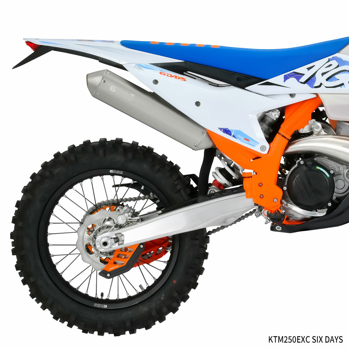 Orange ZETA ZE52-5103 rear disc guard on motorcycle, designed for enhanced rotor protection and durability.