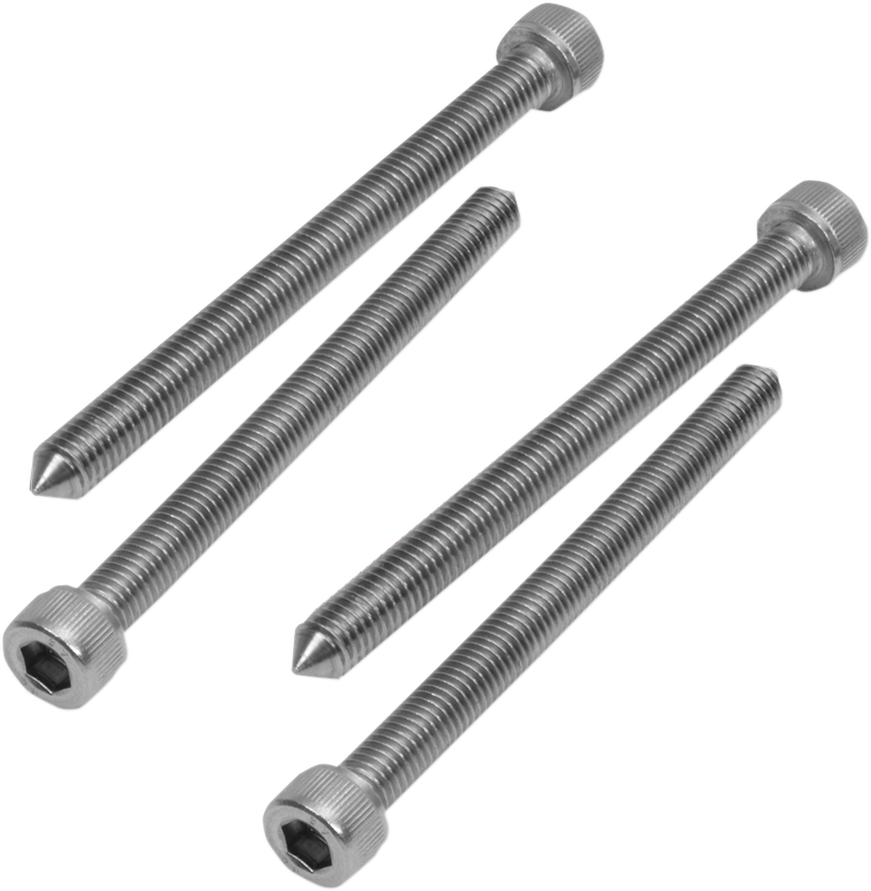 Show Chrome tapered seat bolt set for engine by Bill's Exhausts, featuring four durable, polished bolts for engine assembly.