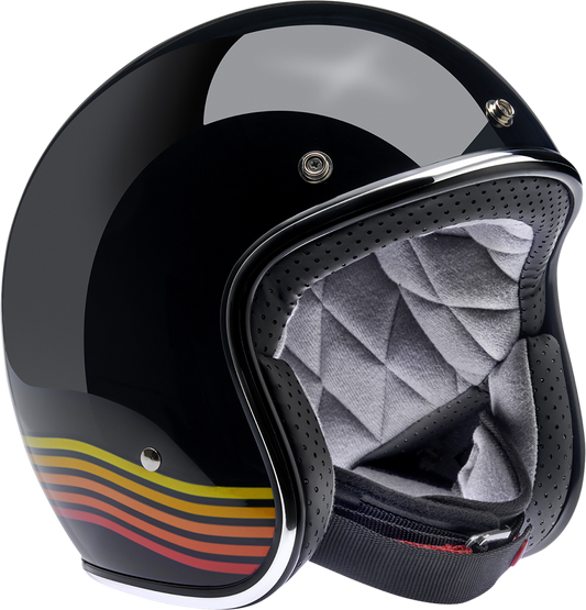 BILTWELL Bonanza helmet in Gloss Black Spectrum with medium size, featuring a sleek, glossy finish and aerodynamic design.