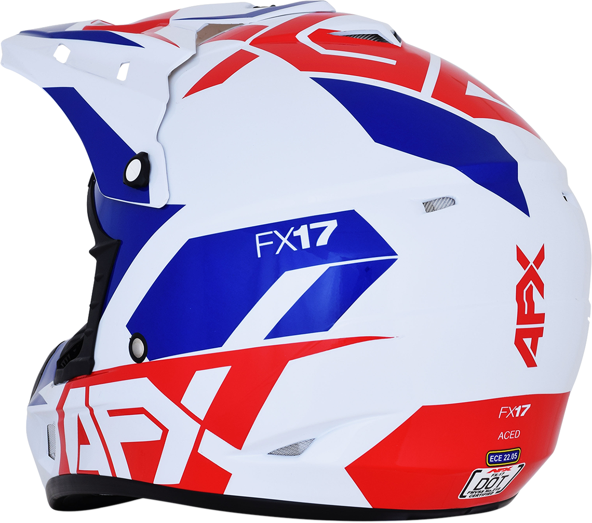 Bill's Exhausts AFX FX-17 helmet in red, white, and blue, medium size, showing the sleek aerodynamic design and vibrant colors.
