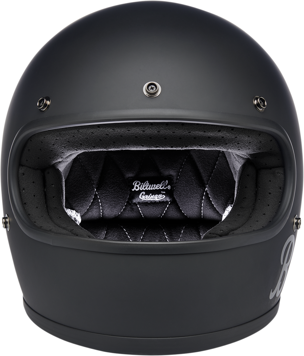 BILTWELL Gringo Helmet in flat black finish, medium size, featuring a sturdy motorcycle helmet design with brand logo.
