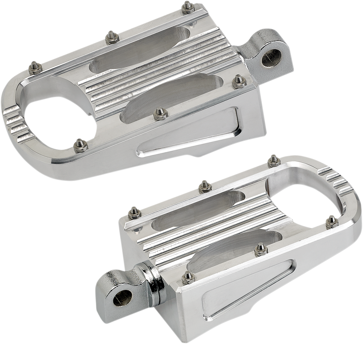 Polished BILTWELL Punisher footpeg for motorcycle, XL size, shown mounted on bike with detailed body design.