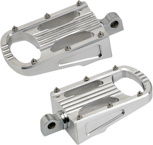 Polished BILTWELL Punisher footpeg for motorcycle, XL size, shown mounted on bike with detailed body design.