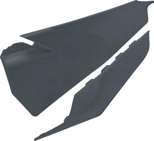Gray metallic Acerbis side panels for motorcycles, designed as durable body accessories with a sleek finish.