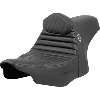 SADDLEMEN Pro Series SDC performance motorcycle seat with tuck-n-roll design and backrest for FLH/FLT 2023-2024.