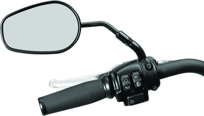 Kuryakyn 3-inch black mirror stem extender for powersports handlebars, shown attached to motorcycle mirror.