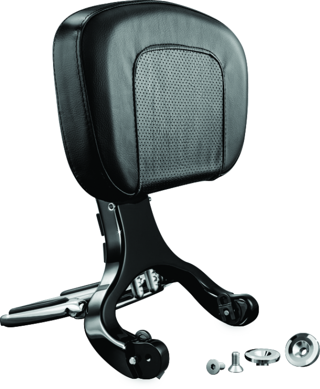 Kuryakyn multi-purpose backrest with luggage rack attached, designed for powersports vehicles, featuring black cushioned support and sturdy rack