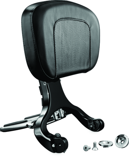 Kuryakyn multi-purpose backrest with luggage rack attached, designed for powersports vehicles, featuring black cushioned support and sturdy rack