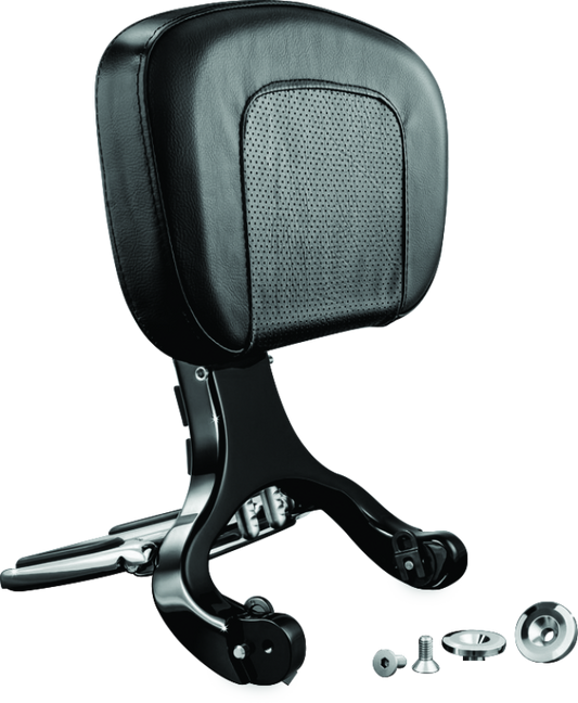 Kuryakyn multi-purpose backrest with luggage rack attached, designed for powersports vehicles, featuring black cushioned support and sturdy rack