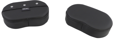 Black SHOW CHROME Deluxe Passenger Armrest for Can-Am F3 motorcycle, designed for comfort and style.