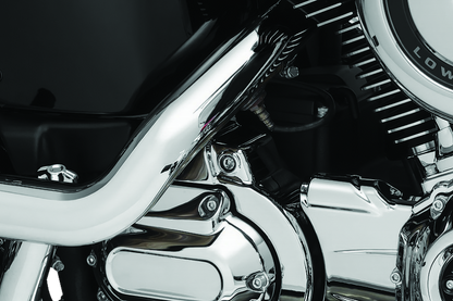 Kuryakyn Precision Chrome Dipstick for Harley Davidson 2018 models, shiny chrome finish and detailed design