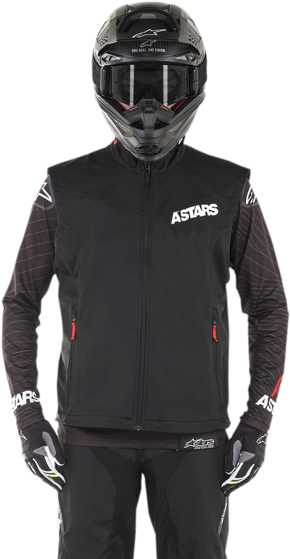 Alpinestars Session Race Vest in black and red, 3XL, lightweight motorcycle riding vest with protective features.