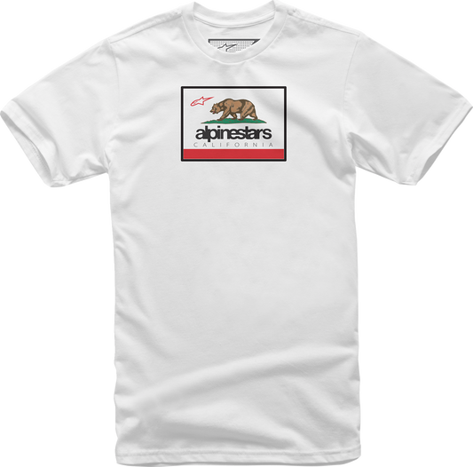 White Bill's Exhausts ALPINESTARS Cali 2.0 T-Shirt in Medium, showing front view with logo and casual fit.