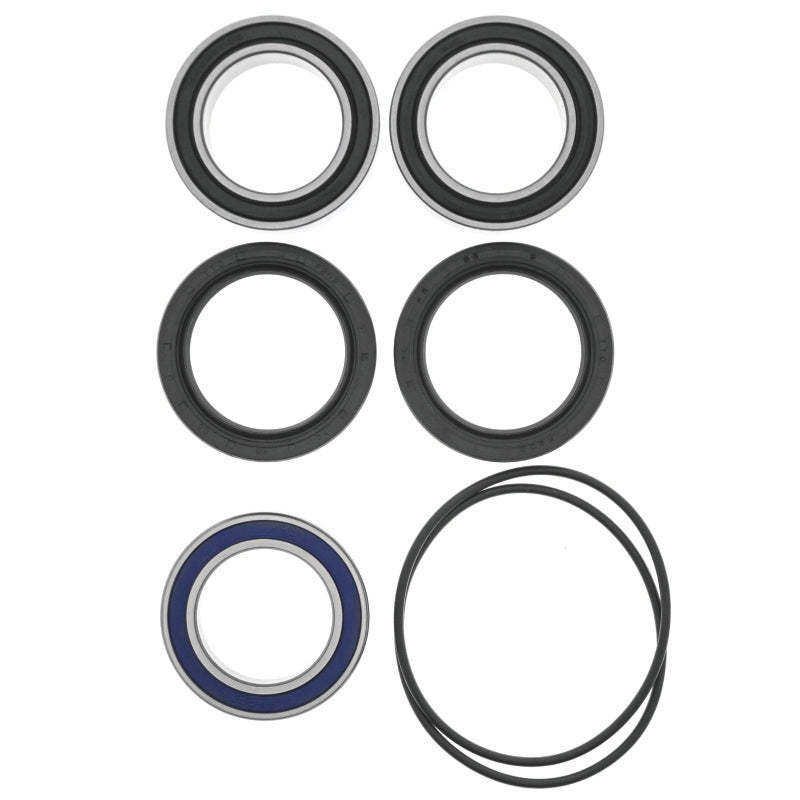QuadBoss rear carrier bearing upgrade kit for Kawasaki KFX450R ATV, includes bearings and hardware for rear axle support.