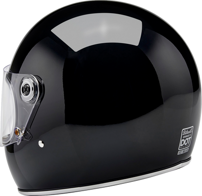 BILTWELL Gringo S helmet in gloss black, medium size, featuring a sleek motorcycle helmet design with smooth finish and ventilation vents.