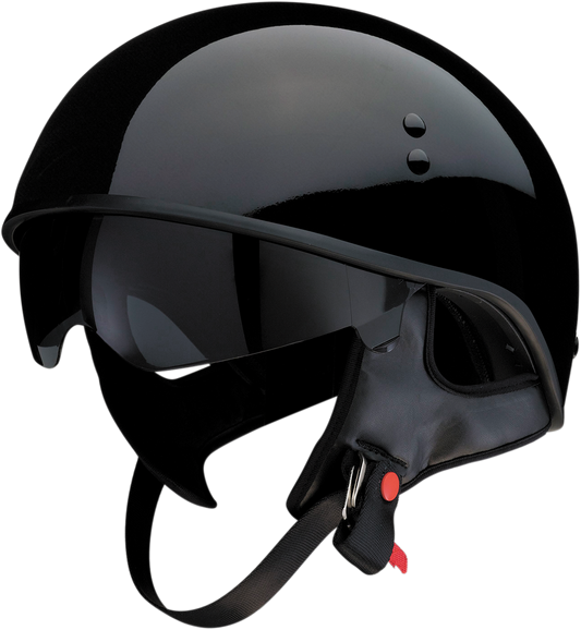 Black Z1R Vagrant helmet in large size, showing its sleek design and secure chin strap, model 0103-1277.