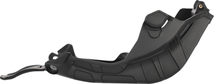 Black Acerbis skid plate for KTM 250/350 SX-F 2023 motorcycle, mounted on bike body, durable protective body part.