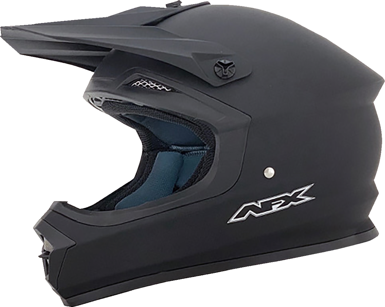 Bill's Exhausts AFX FX-15Y helmet in matte black, large size, showing the aerodynamic design and secure strap system.