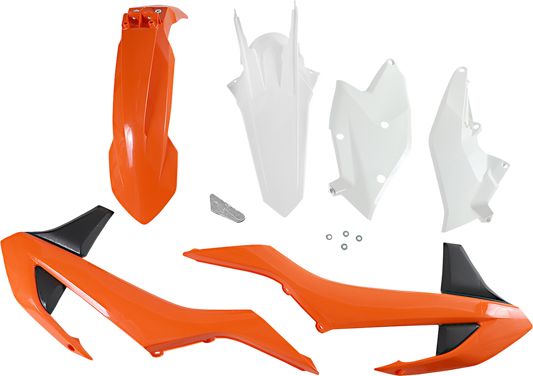 Acerbis OEM standard replacement body kit for motorcycle, featuring various body panels and components in a natural, detailed view.