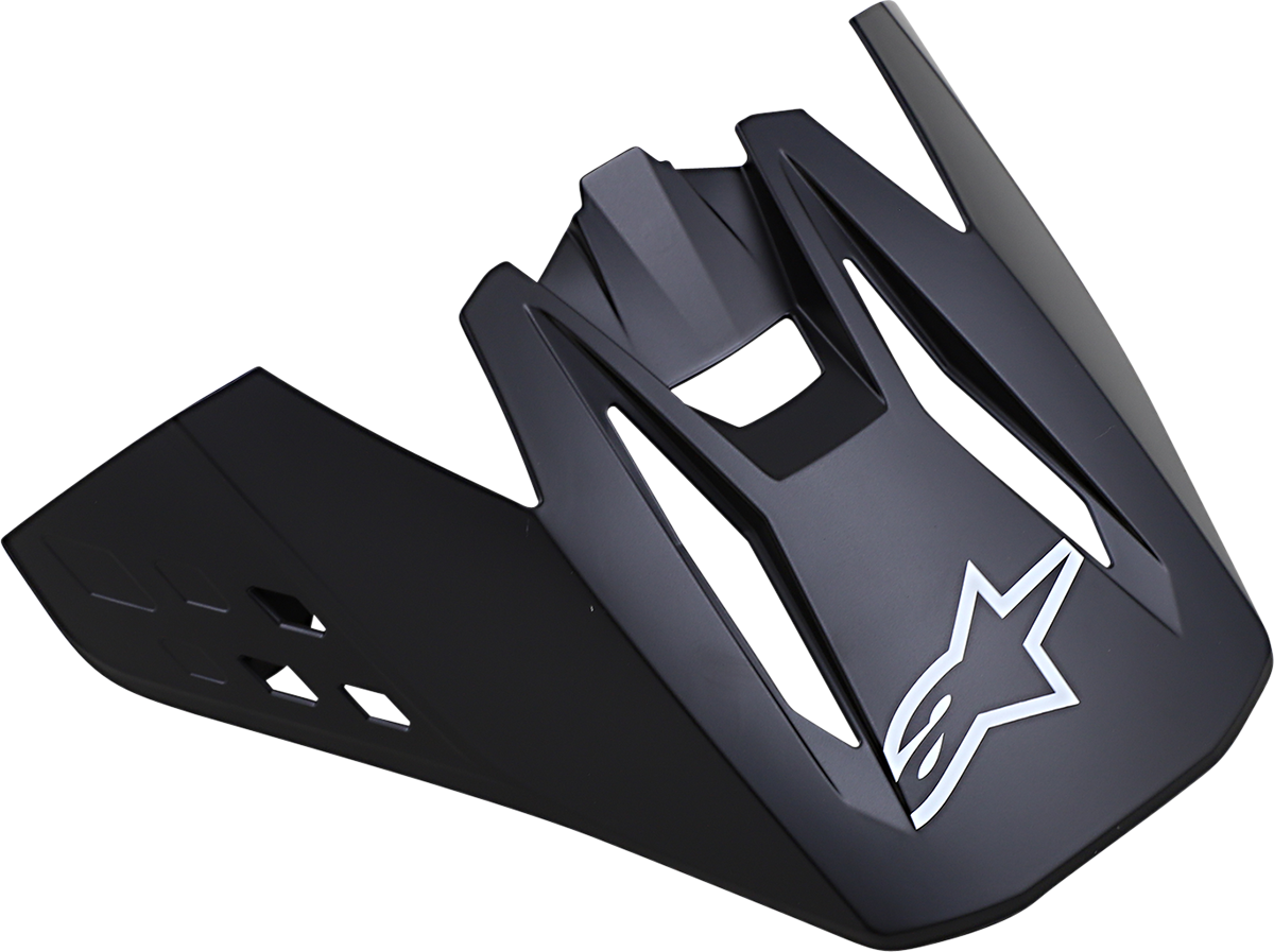Matte black ALPINESTARS SM5 helmet visor with solid tint, designed for motorcycle helmets, showing the clear, curved visor surface.
