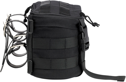 BILTWELL Exfil-7 motorcycle bag by Bill's Exhausts, black durable bag with straps and compartments for motorcycle gear storage.