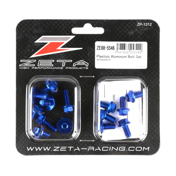 ZETA, ZETA Aluminum Bolt Kit for MX and Dual Sport Bikes – Blue, Part Number ZE88-5546