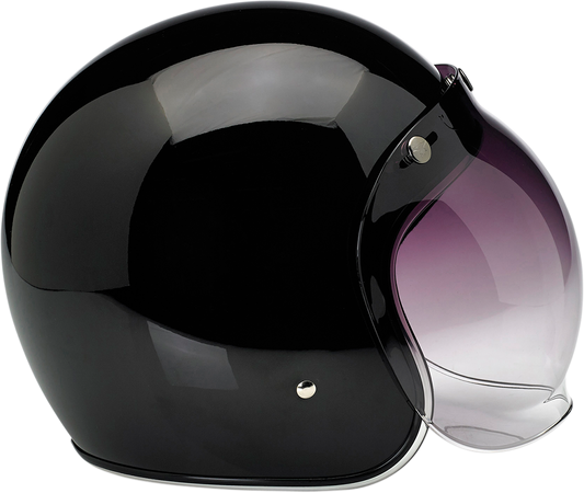 BILTWELL Bonanza helmet in glossy black, medium size, featuring a smooth aerodynamic design and secure strap system.