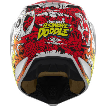 Bill's Exhausts ICON Elsinore™ Helmet Doodle 3 in white, 3XL size, showing the helmet with graphic design and safety features.