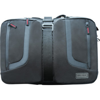 Black SHOW CHROME Zero G Travel Bag by Bill's Exhausts, featuring adjustable straps and compact design for travel convenience.