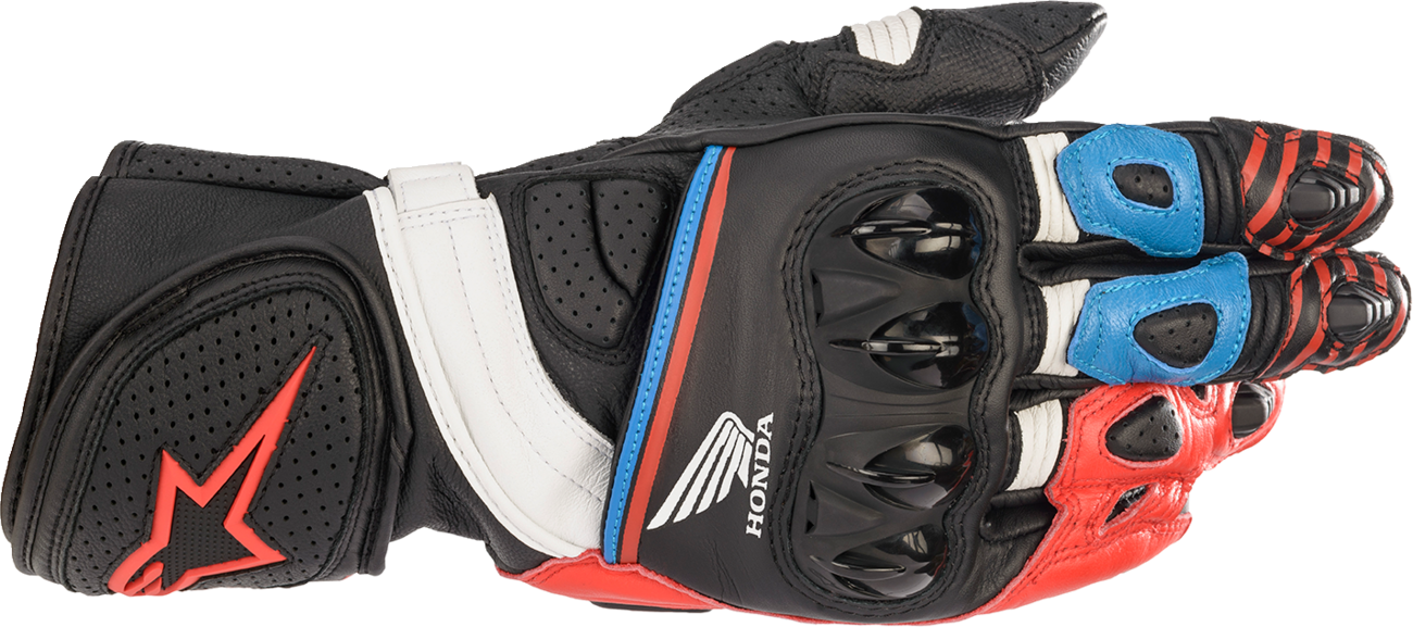 ALPINESTARS Honda GP Plus R v2 Gloves - Black/Bright Red/Blue - 3XL 3556321-1317-3X - Howling Moto